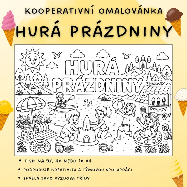 Kooperativní omalovánka - Hurá prázdniny