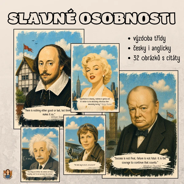 Slavné citáty - známé osobnosti - výzdoba třídy