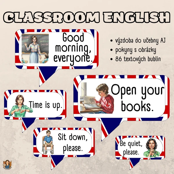 Classroom English s obrázky - výzdoba učebny AJ
