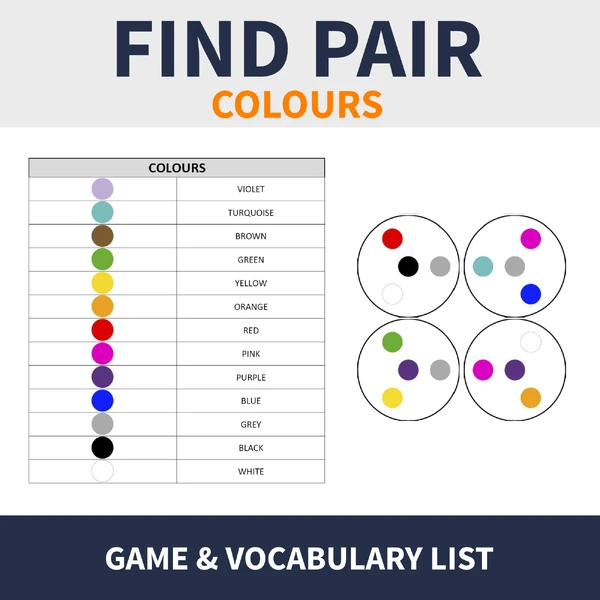 ENG - COLOURS (find pair, postřehovka)