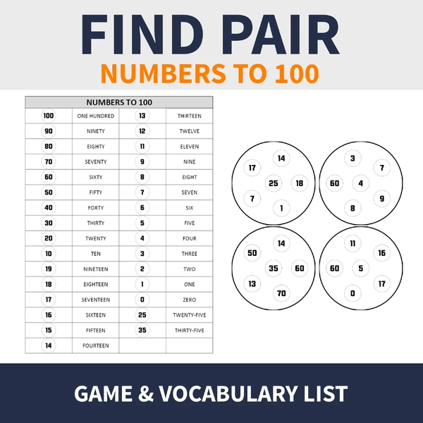 ENG - NUMBERS TO 100 (find pair, postřehovka)