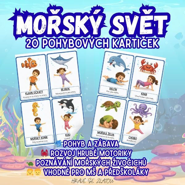 Mořský svět | 20 pohybových kartiček | MŠ a předškoláci