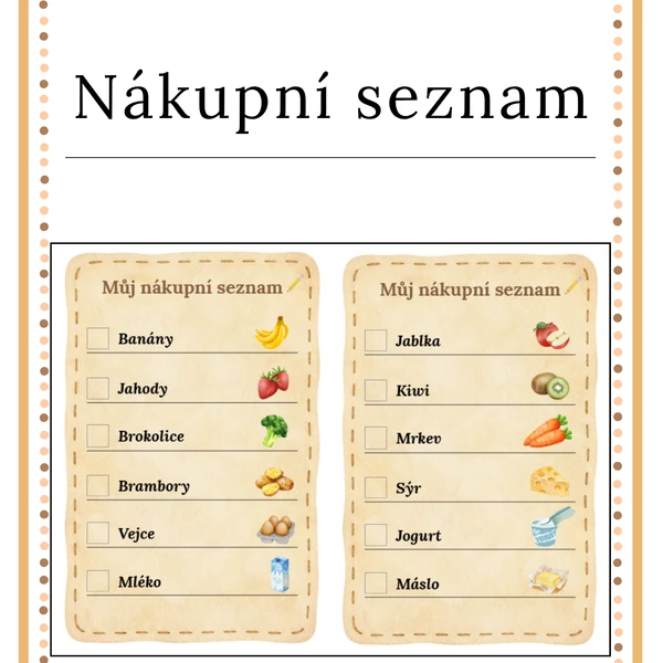 Povolání - obchod - Nakupování podle nákupního seznamu