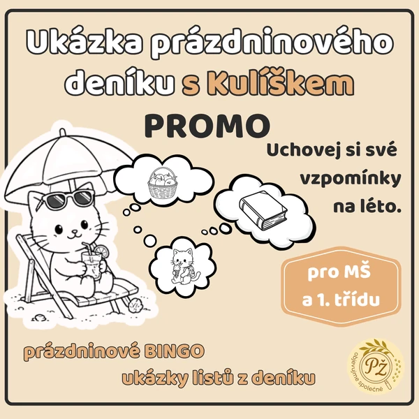 PROMO Ukázka prázdninového deníku s kocourkem Kulíškem, pro děti z MŠ a 1. třídy