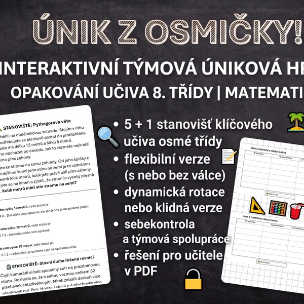 ÚNIK Z OSMIČKY: Interaktivní úniková hra – opakování učiva 8. ročníku