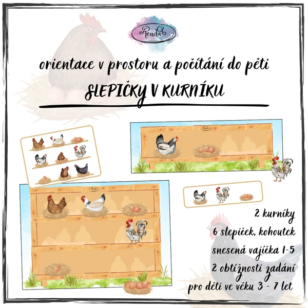 Orientace v prostoru a počítání do pěti - Slepičky v kurníku
