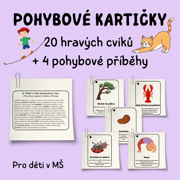 Hravé cvičení v MŠ: 20 pohybových karet a příběhy