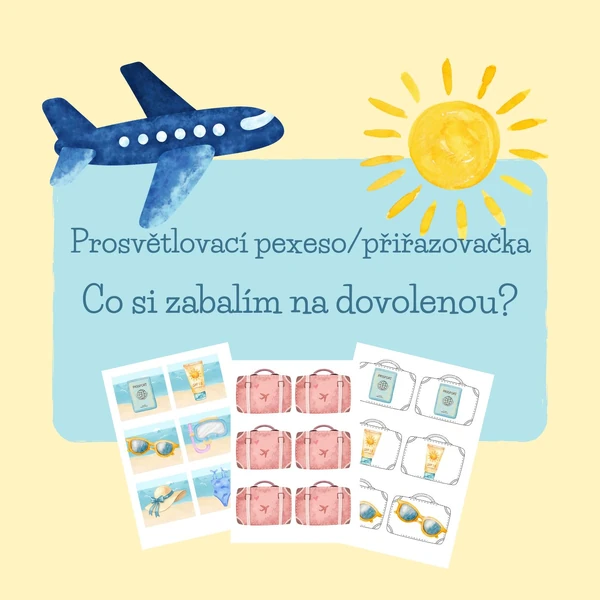 Prosvětlovací pexeso/přiřazovačka - Co si zabalím na dovolenou?