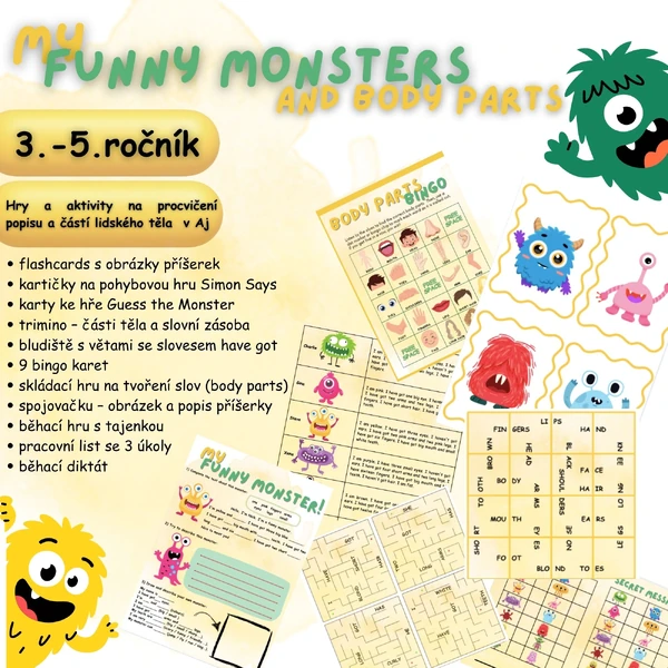 Body Parts – Monsters 👾 | Hry a aktivity pro 3.–5. třídu (AJ)