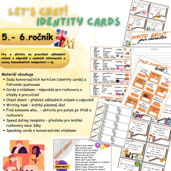 LET’S CHAT! Identity Cards: Konverzační karty a aktivity (Angličtina 5.–6. r.)
