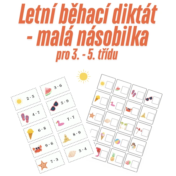 Letní běhací diktát - malá násobilka pro 3. - 5. třídu ZŠ