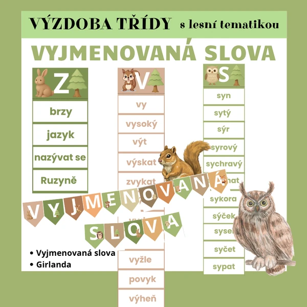 VYJMENOVANÁ SLOVA S LESNÍ TEMATIKOU