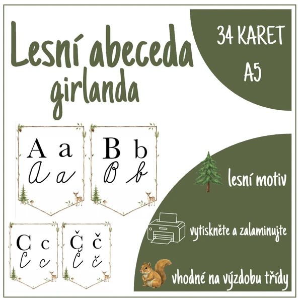 ABECEDA - girlanda - lesní motiv