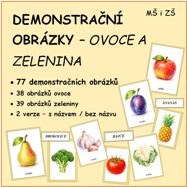 OVOCE A ZELENINA - demonstrační obrázky