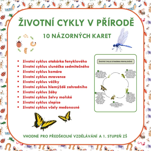 ŽIVOTNÍ CYKLY V PŘÍRODĚ – 10 NÁZORNÝCH KARET