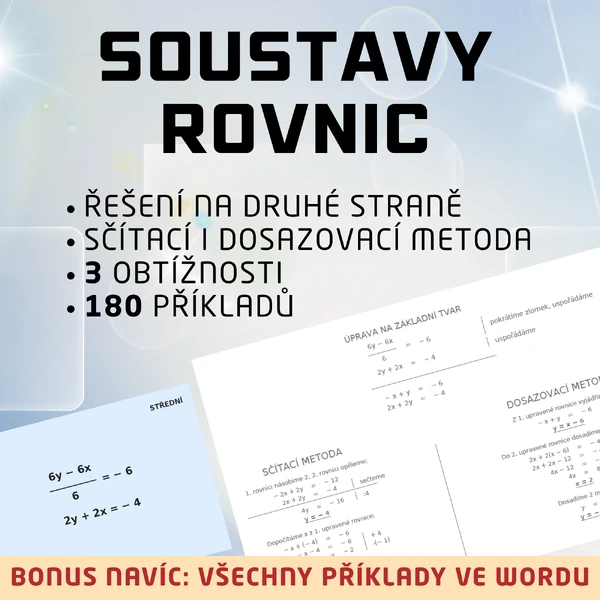 Soustavy rovnic - oboustranné kartičky