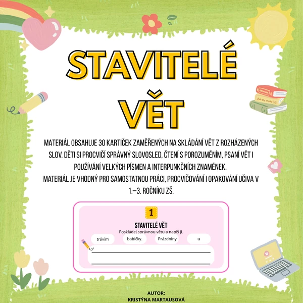 ✏️ Stavitelé vět – 30 kartiček pro procvičování slovosledu