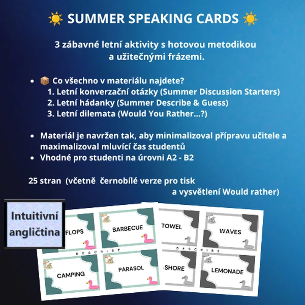 ☀️ SUMMER SPEAKING CARDS ☀️ - 3 kompletní konverzační aktivity na téma léto