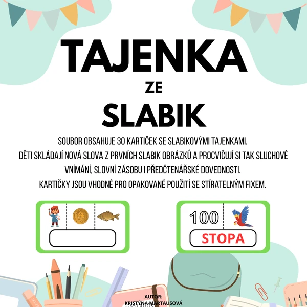 Tajenka ze slabik - 30 kartiček k procvičování čtení