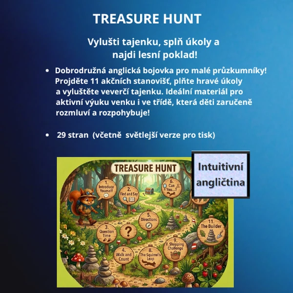 Summer English Treasure Hunt - Vylušti tajenku, splň úkoly a najdi lesní poklad!