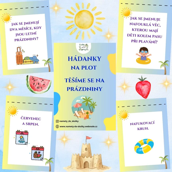 Hádanky na plot - Těšíme se na prázdniny 