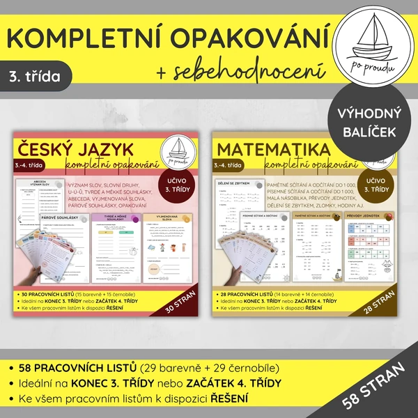 Kompletní opakování pro 3. třídu + sebehodnocení | výhodný balíček