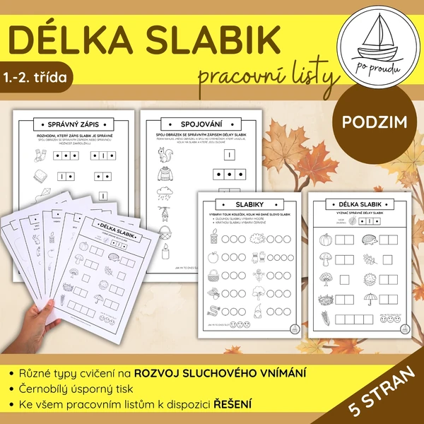 Délka slabik | podzimní pracovní listy