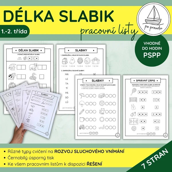 Délka slabik | 7 pracovních listů