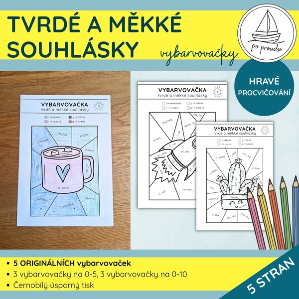 Tvrdé a měkké souhlásky | 5 originálních vybarvovaček