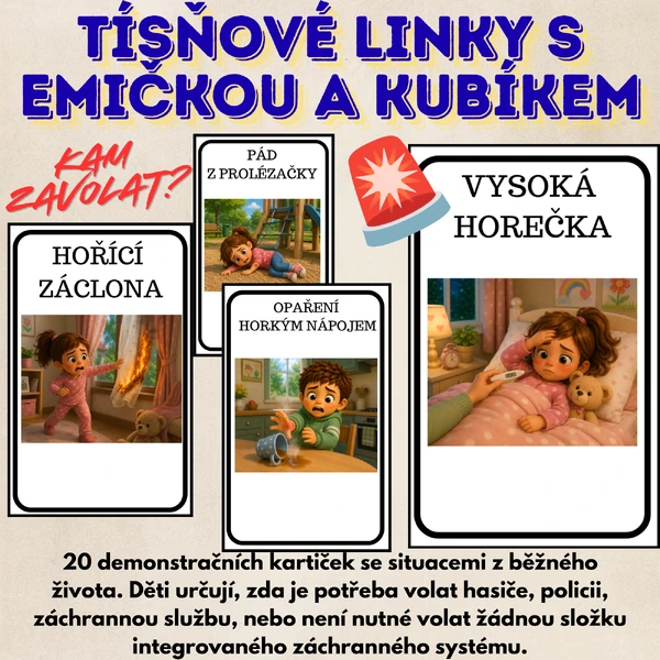 🚑 Tísňové linky s Emičkou a Kubíkem Kam zavolat?