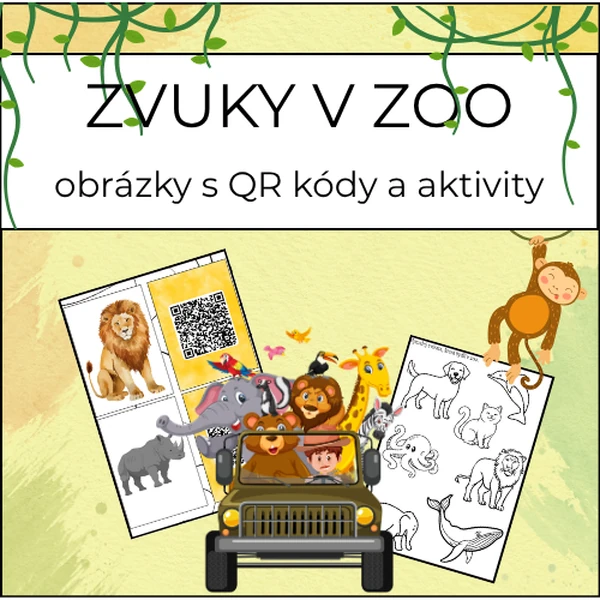 ZVUKY ZOO: obrázky s QR kódy, aktivity