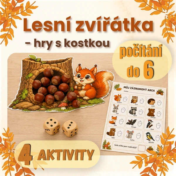 Lesní zvířátka - hry s kostkou