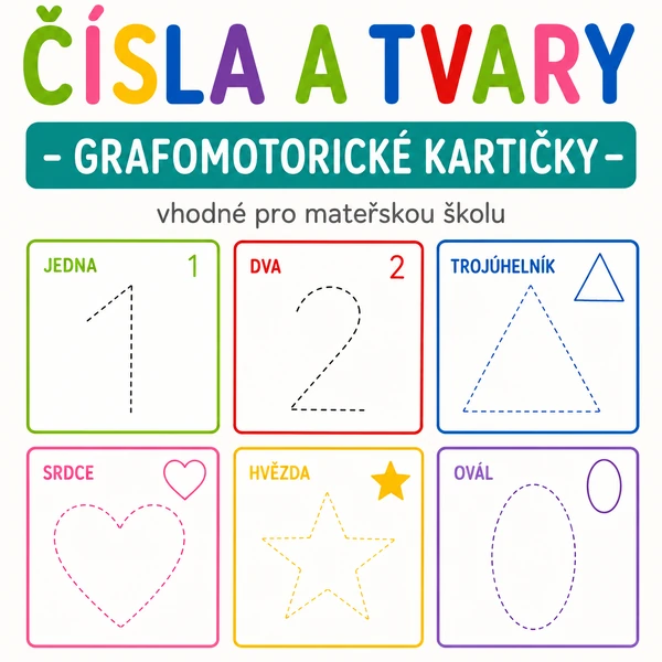 Čísla a tvary - grafomotorické kartičky 