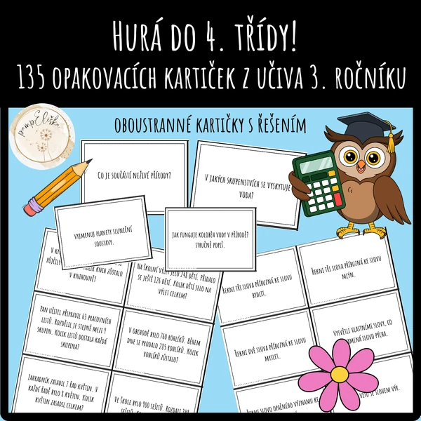 Hurá do 4. třídy! 135 opakovacích kartiček z učiva 3. ročníku