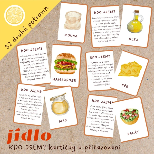 KDO JSEM? JÍDLO - KARTIČKY K PŘIŘAZOVÁNÍ