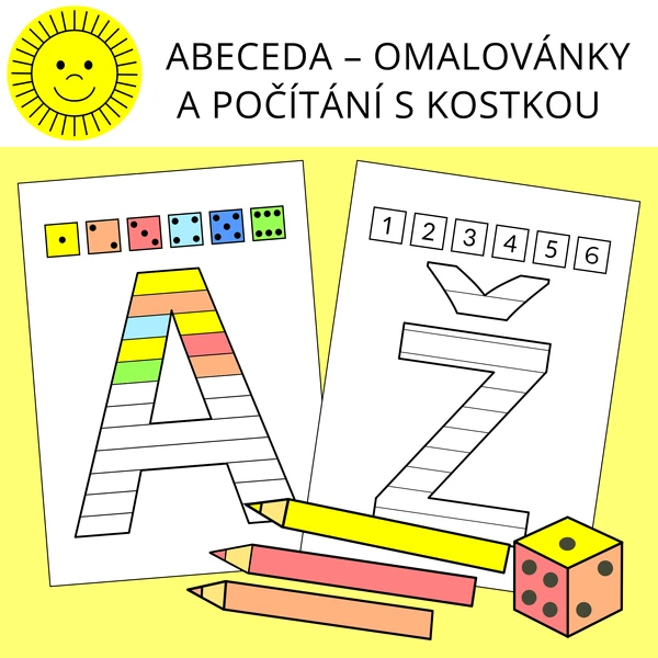 ABECEDA – OMALOVÁNKY A POČÍTÁNÍ S KOSTKOU