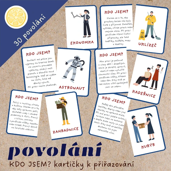 KDO JSEM? POVOLÁNÍ - KARTIČKY K PŘIŘAZOVÁNÍ
