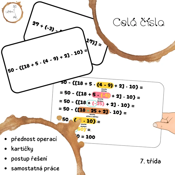 Celá čísla - přednost početních operací (kartičky)