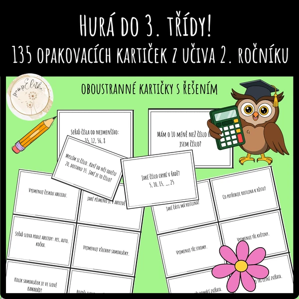 Hurá do 3. třídy! 135 opakovacích kartiček z učiva 2. ročníku