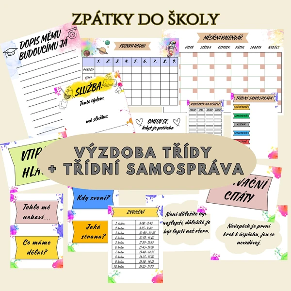 Výzdoba třídy, ideální pro 2. stupeň, nástěnka, vtipné hlášky, motivační citáty, třídní samospráva, ...