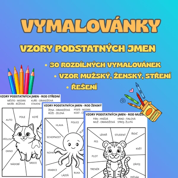 OMALOVÁNKY - vzory podstatných jmen 