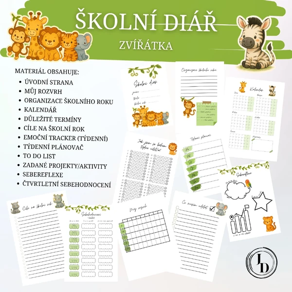 Školní diář - zvířátka