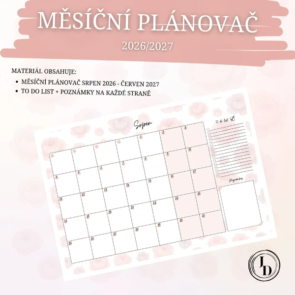 Měsíční plánovač - pivoňky