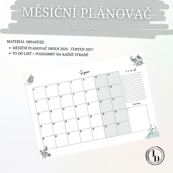 Měsíční plánovač - zelený