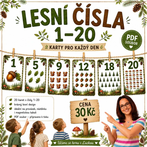 ČÍSLA - LES - VÝZDOBA - DIDAKTICKÁ POMŮCKA