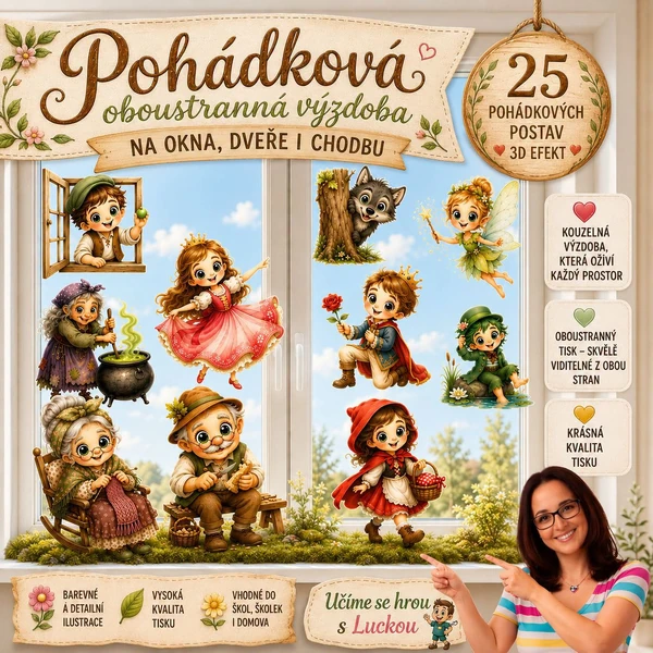 Pohádky - oboustranná výzdoba nejen do oken vel. A3, A4, A5