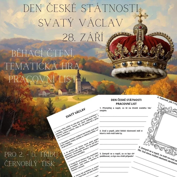 Den české státnosti, svatý Václav, 28. září - běhací čtení, hra, pracovní list