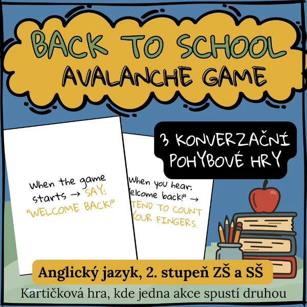 Back to School AVALANCHE GAME - Speaking & Movement Game | Pohybová hra