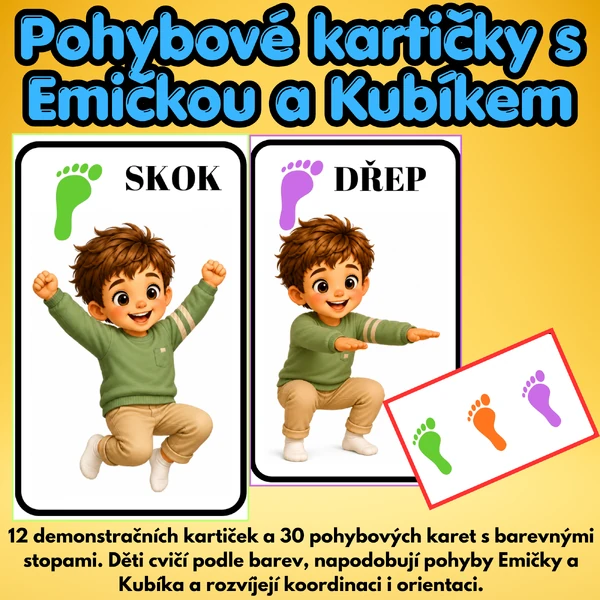 🌈 Emička a Kubík – Pohyb podle barev
