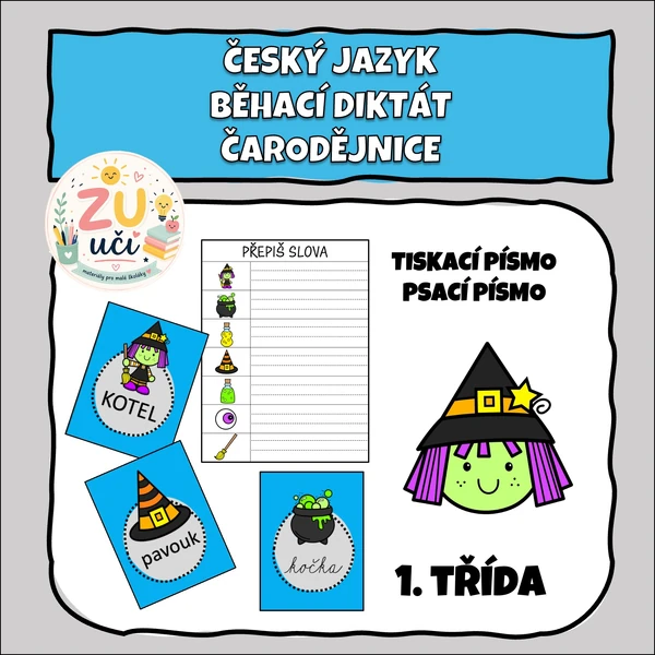 Běhací diktát pro prvňáčky - Čarodějnice